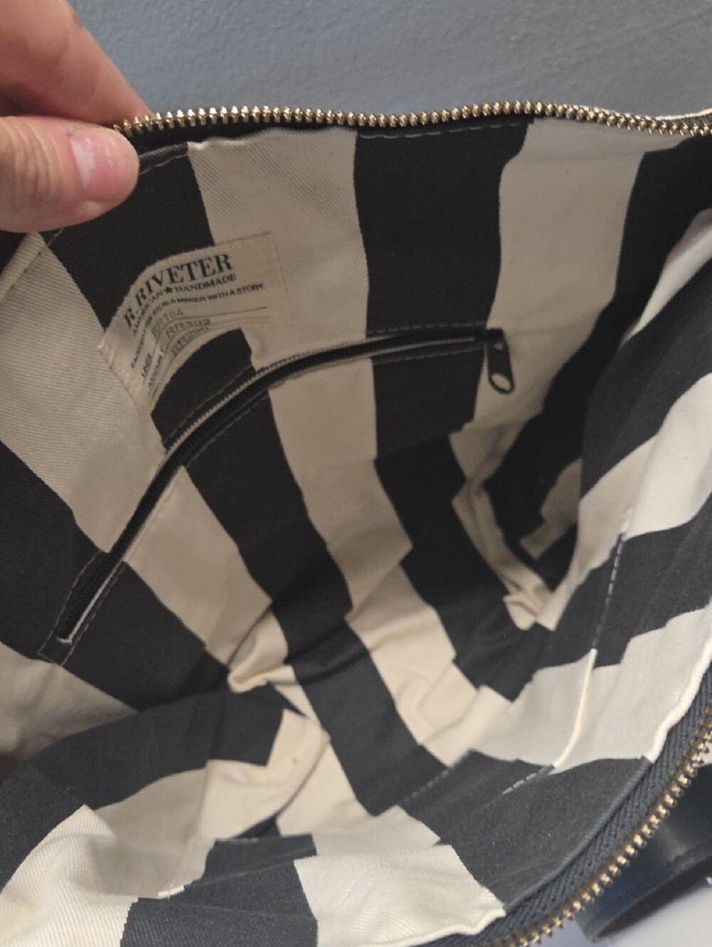R. Riveter Floral Canvas Tote in Pink and Cream with Brown Trim - Picture 8 of 10